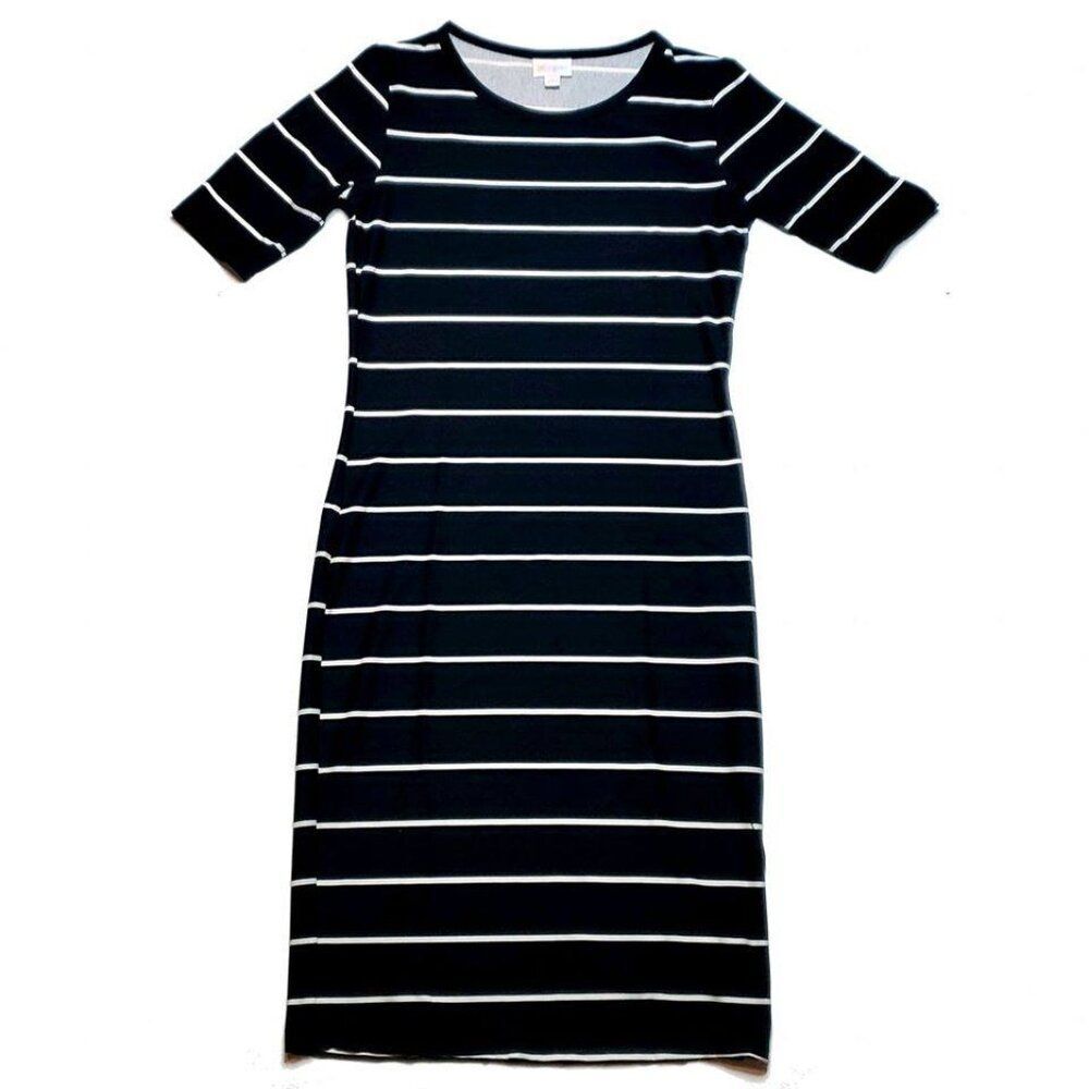 NEW NWT LuLaRoe Julia Pencil Dress Black White Striped Slim Fitted Knee Length